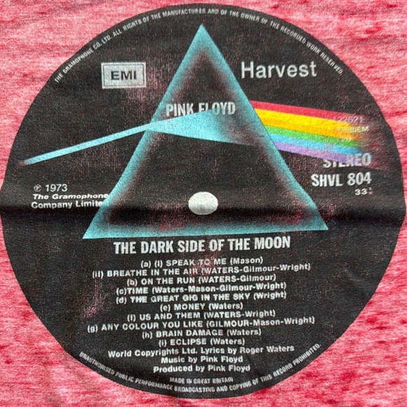 Pink Floyd Red Prism Design Short Sleeve Tee - Picture 3 of 3